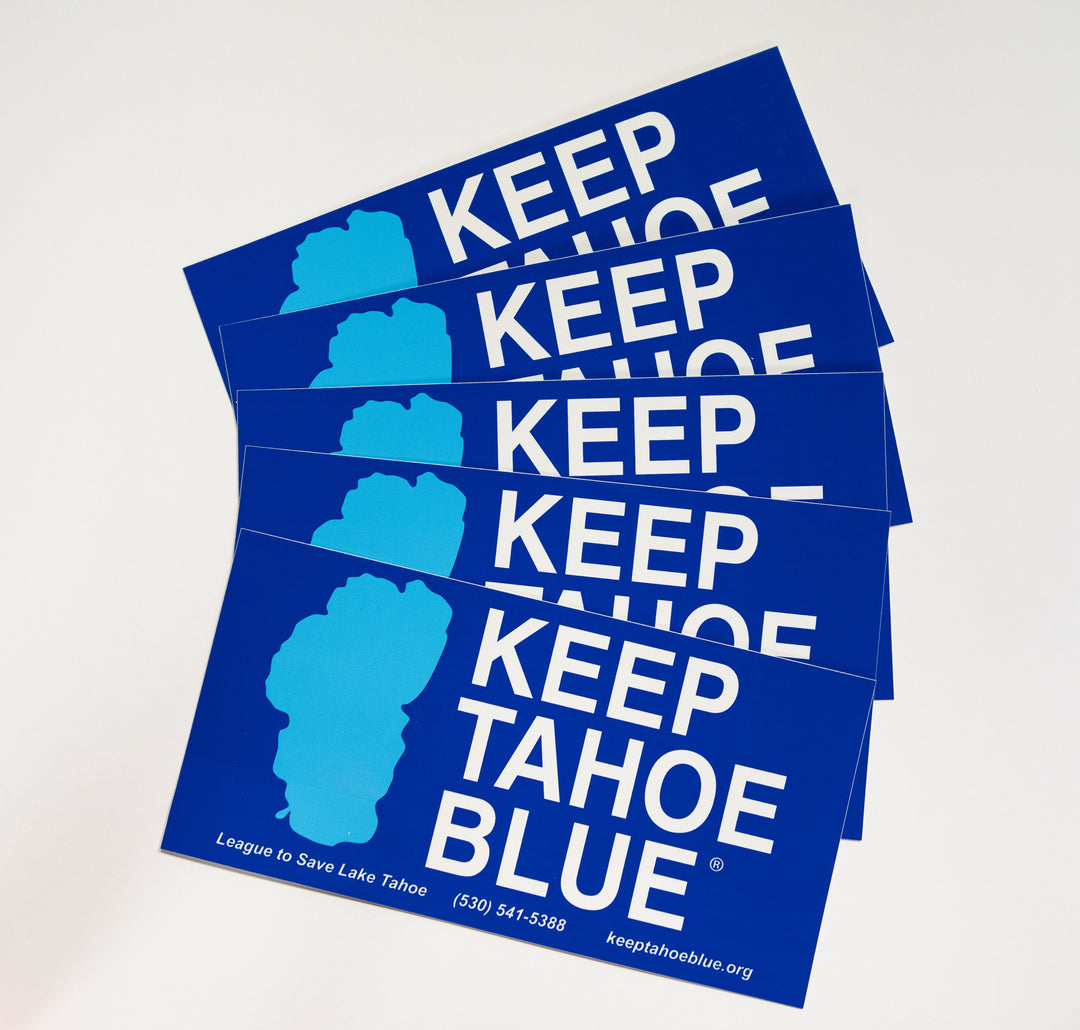 five pack of Keep Tahoe Blue logo post cards