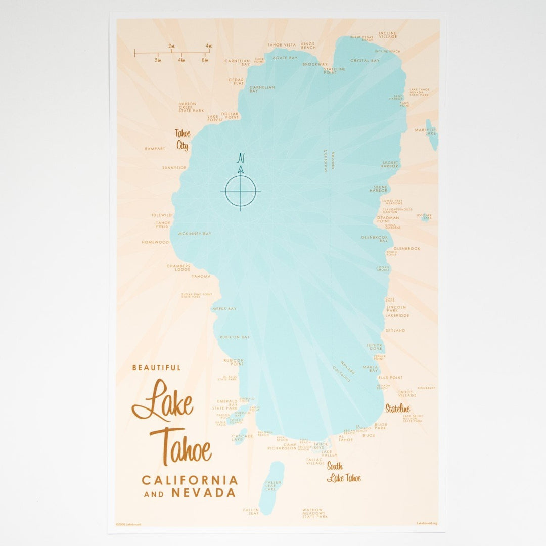 1950's style Lake Tahoe map print