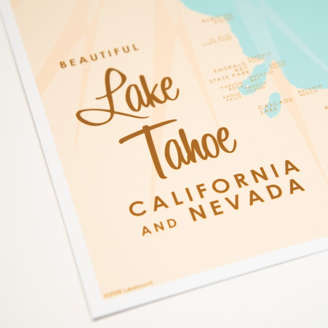 Left corner close up of Lake Tahoe print