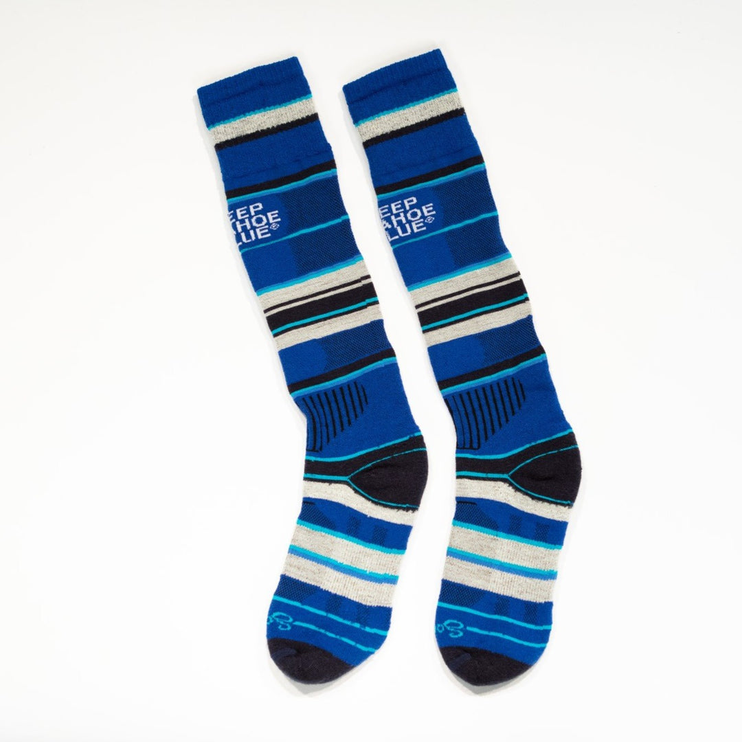 Keep Tahoe Blue gray, blue, white, and black Turbowool socks