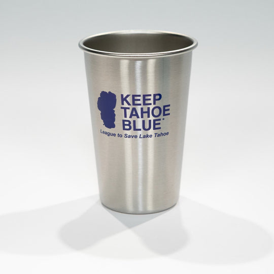 Keep Tahoe Blue logo on stainless steel pint