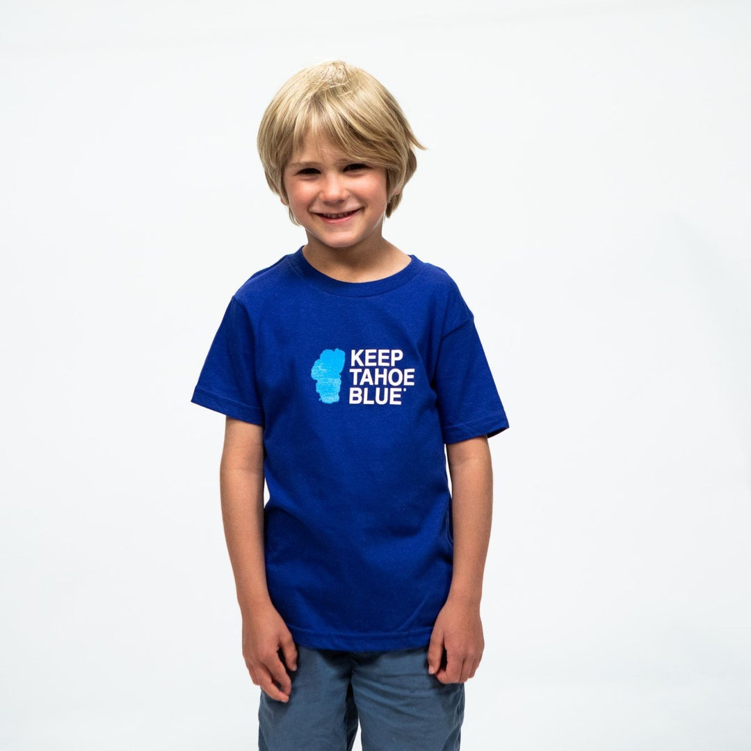 blue Keep Tahoe Blue logo t-shirt for children 